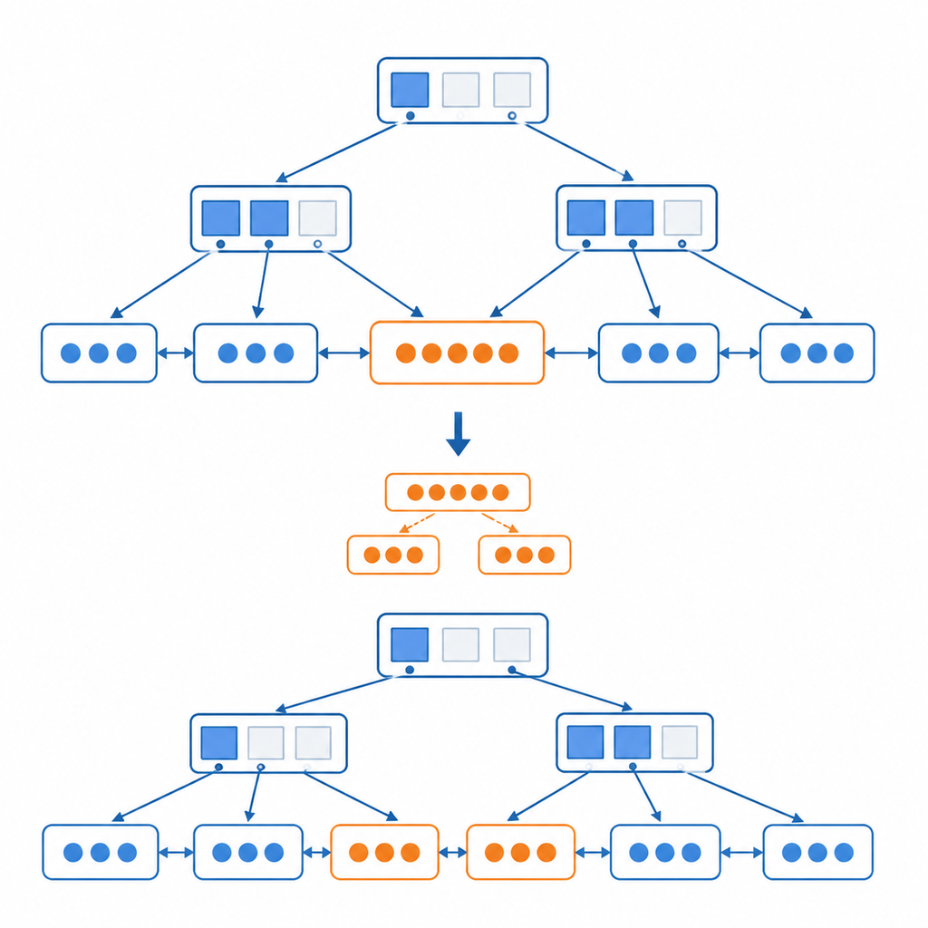 B+Tree 页分裂示意图